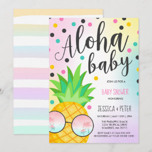 Aloha Baby Shower-inbjudan för ananas Baby Shower Inbjudningar
