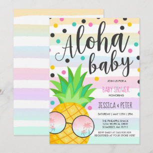 Aloha Baby Shower-inbjudan för ananas Baby Shower Inbjudningar