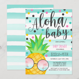 Aloha Baby Shower-inbjudan för ananas Baby Shower Inbjudningar