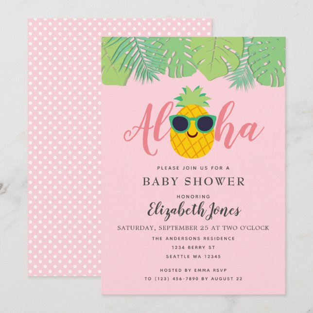 Aloha Baby Shower-inbjudan Inbjudningar (Fram/baksida)