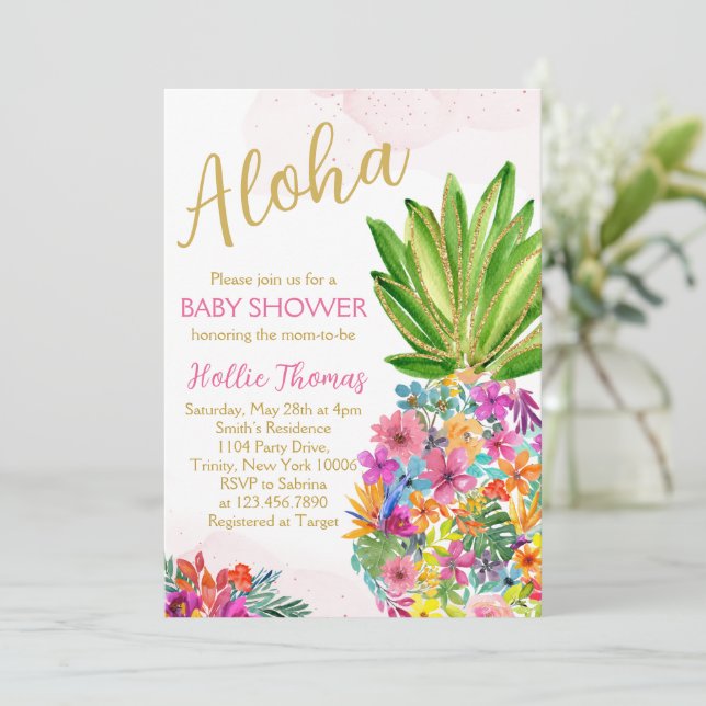 Aloha Baby Shower-inbjudan Inbjudningar (Stående Fram)
