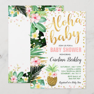 Aloha Baby Shower Inbjudan Tropical Baby Shower