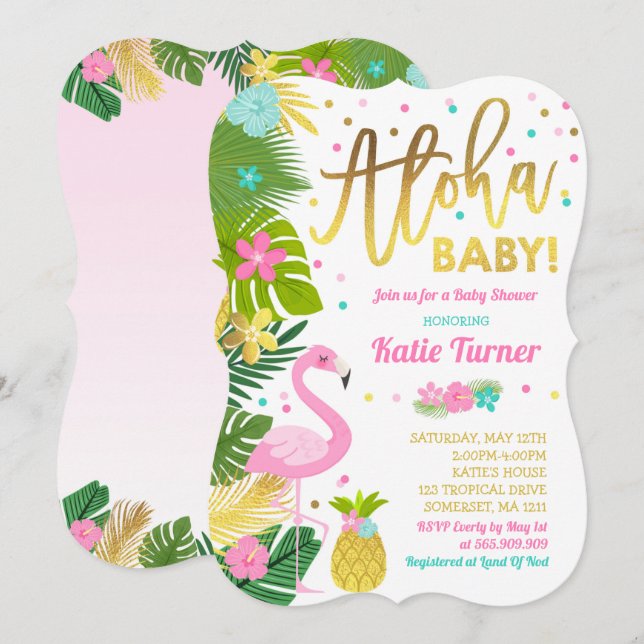 Aloha Baby Shower Inbjudan Tropical Baby Shower (Fram/baksida)