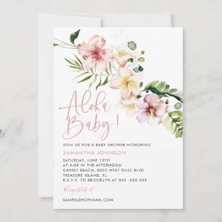 Aloha Baby Shower-inbjudan, Tropical Baby Shower Inbjudningar