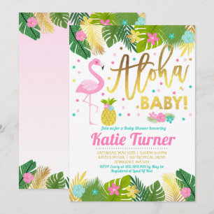 Aloha Baby Shower-inbjudan Tropical Baby Shower Inbjudningar
