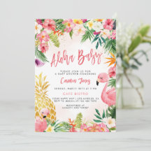 Aloha Baby Shower-inbjudan, Tropisk Luau, Hawaiian