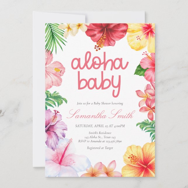 Aloha Baby Shower Inbjudningar (Framsida)