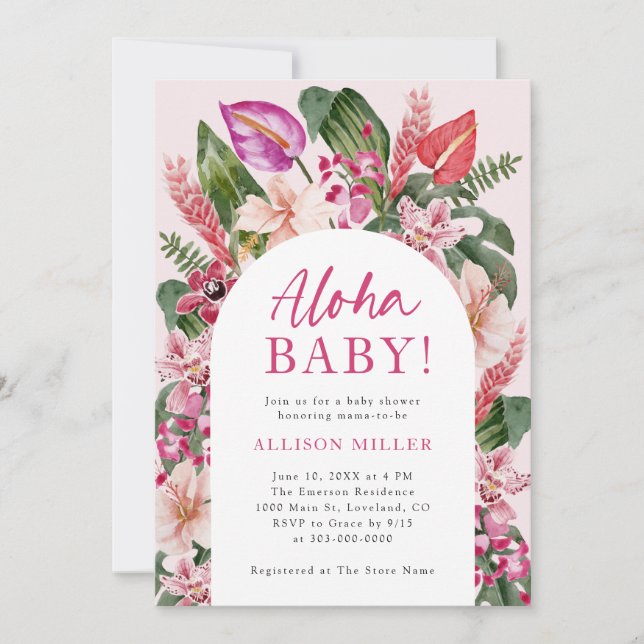 Aloha Baby Shower Inbjudningar (Framsida)