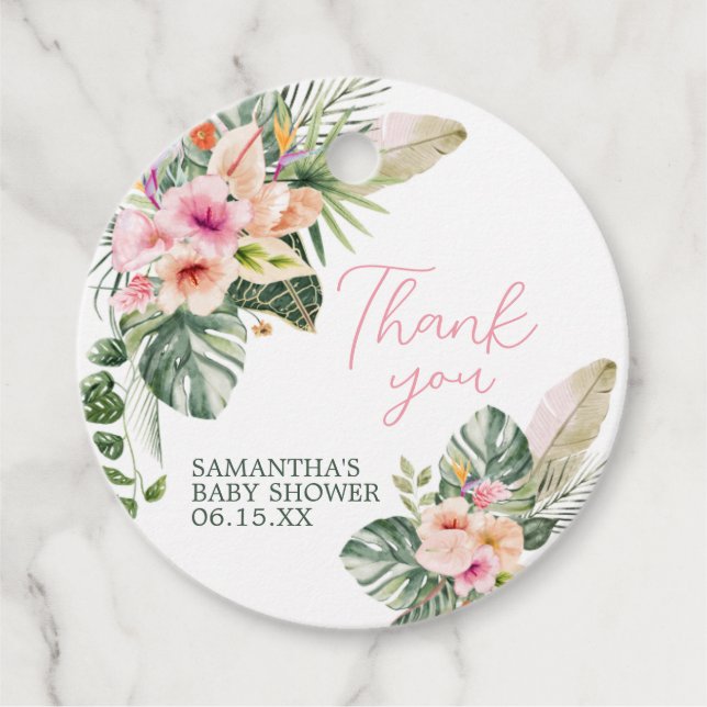 Aloha Baby Shower Round Gåvor Etiketter (Framsida)