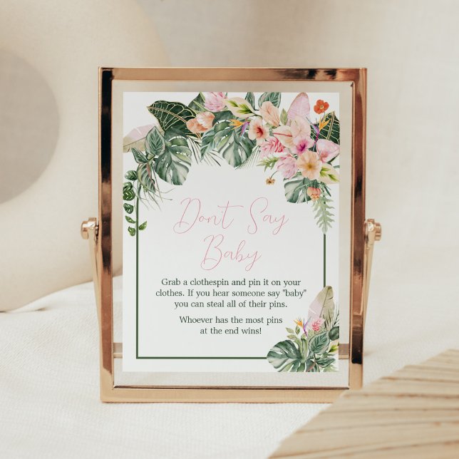Aloha Baby Shower Säg inte Baby Poster (Aloha Pink Hawaiian Baby Shower Don't Say Baby Sign)