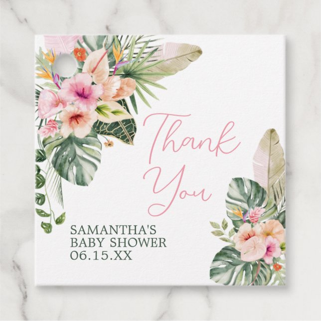 Aloha Baby Shower Square Gåvor Etiketter (Framsida)