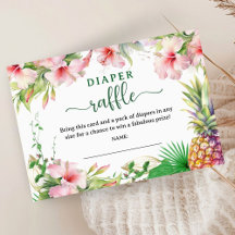 Aloha Baby Shower Tropical Diaper Raffle-hölje