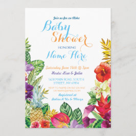 Aloha Baby Shower Tropical Luau Boy Blue Inbjudan