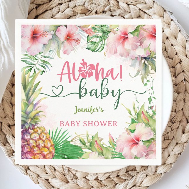 Aloha Baby Shower Tropical Luau Papper Napkins Pappersservett (Skapare uppladdad)
