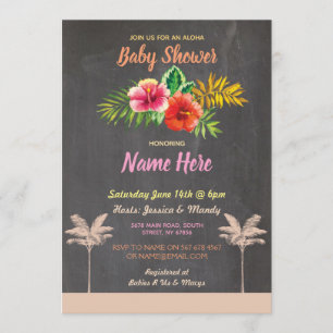 Aloha Baby Shower Tropical Luau Vintage Inbjudan