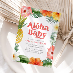 Aloha Baby Tropical Blommigt Baby Shower Inbjudningar