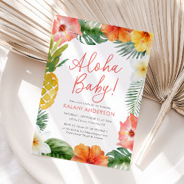 Aloha Baby Tropical Blommigt Baby Shower Inbjudningar