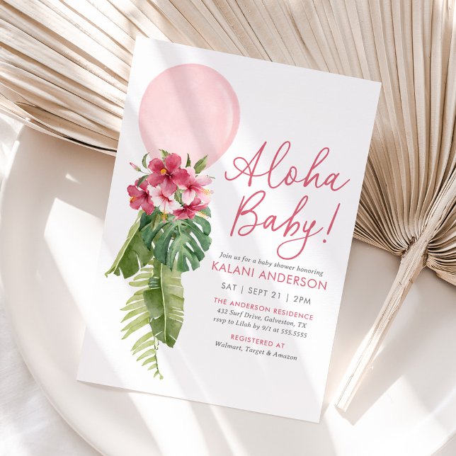 Aloha Baby Tropical Blommigt Balloon Baby Shower Inbjudningar (Skapare uppladdad)