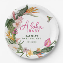 Aloha Baby Tropical Blommigt Wand Baby Shower