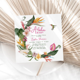 Aloha Baby Tropical Blommigt Wand Baby Shower Inbjudningar
