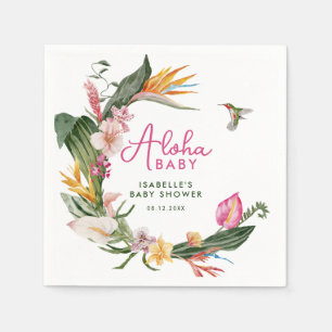 Aloha Baby Tropical Blommigt Wand Baby Shower Pappersservett
