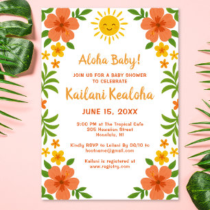 Aloha Baby! Tropical Hawaiian Blommigt Baby Shower Inbjudningar