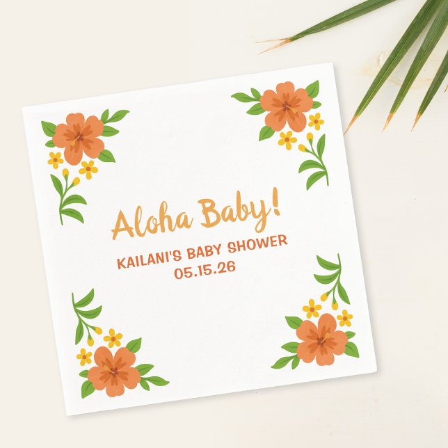 Aloha Baby! Tropical Hawaiian Blommigt Baby Shower Pappersservett (Skapare uppladdad)