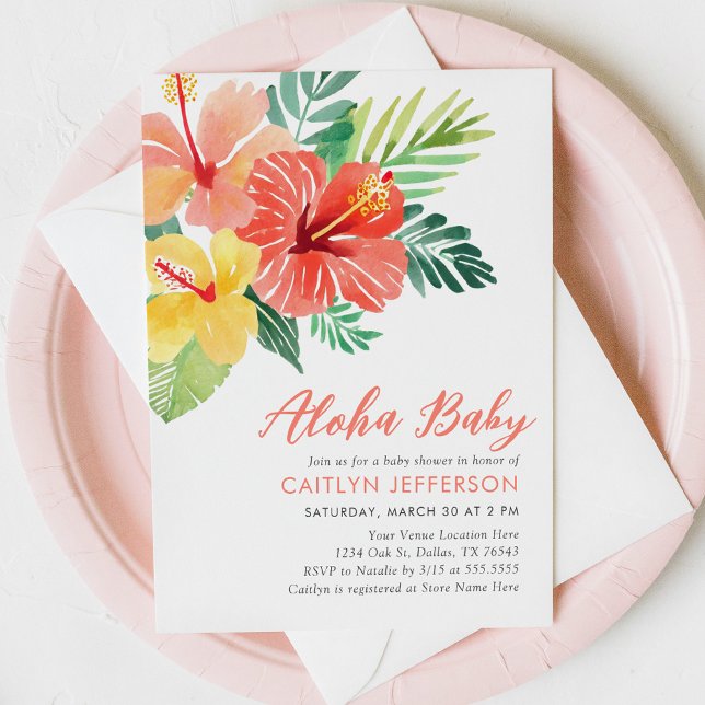 Aloha Baby Tropical Hibiscus Luau Baby Shower Inbjudningar (Skapare uppladdad)
