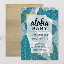 "Aloha Baby" Tropical Löv Rosa Baby Shower Inbjudningar