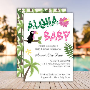 Aloha Baby Tropical Theme Baby Shower Inbjudningar