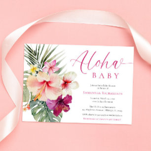 Aloha baby tropiska blommor, babydusch inbjudningar