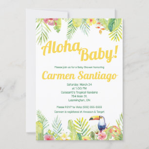 Aloha Baby! Tropiskt, tukanskt temat babydusch Inbjudningar