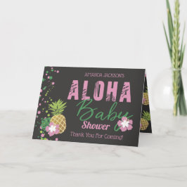 Aloha babyrosor & grönt tropiskt ananasfoto tack kort