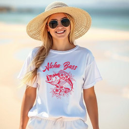 Aloha Bass-Fisherman Stil-Cherry Red T Shirt
