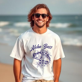 Aloha Bass Hawaiian Fisherman Stil T Shirt