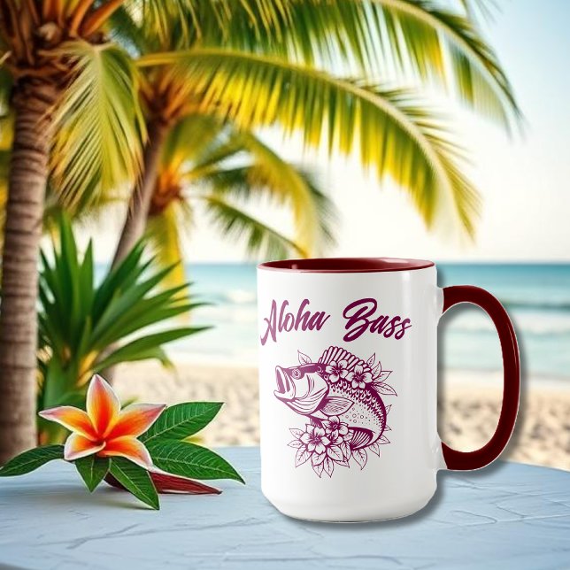 Aloha Bass-Hawaiian Vin Mugg (Aloha Bass Bass Fish Hawaiian Tropical Flowers Fisherman Trend Fish Mug)