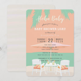 Aloha Beach Coral Rosa Baby Shower-inbjudan Inbjudningar