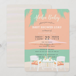 Aloha Beach Coral Rosa Baby Shower-inbjudan Inbjudningar