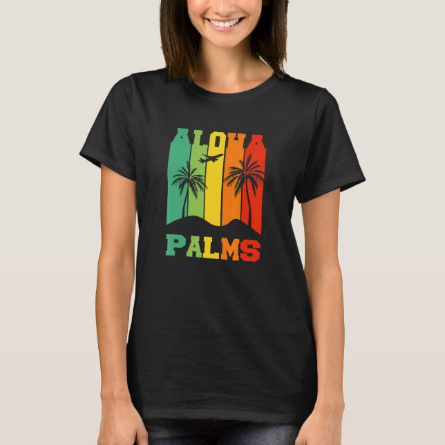 Aloha Beach Hawaii Tropical Handflatan Träd T Shirt (Framsida)