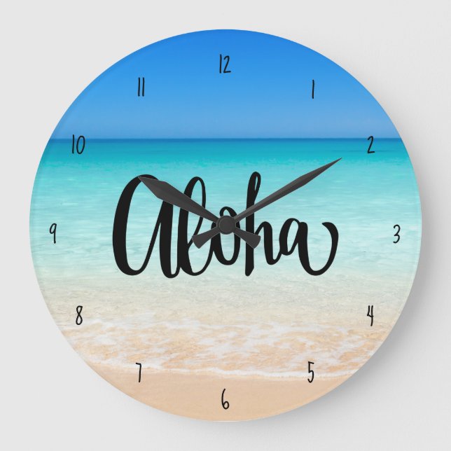 Aloha Beach Hawaiian Island Stor Klocka (Framsida)