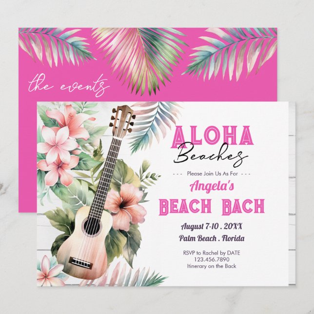 Aloha Beach Systerweekend Inbjudningar (Fram/baksida)