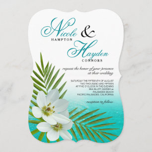 Aloha Beach Tropical Flowers Bröllop Inbjudningar