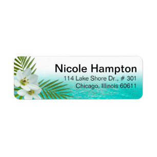 Aloha Beach Tropical Flowers Returadress Etikett