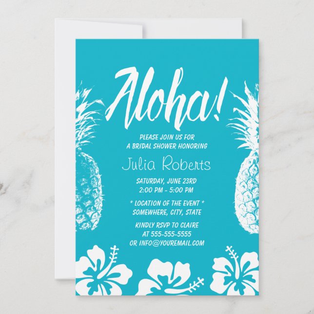 Aloha Beach Wedding Möhippa Pineapple Inbjudningar (Framsida)