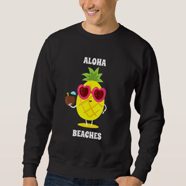 Aloha Beacher Coconut Pineapple Hawaii Vacation Lång Ärmad Tröja (Framsida)