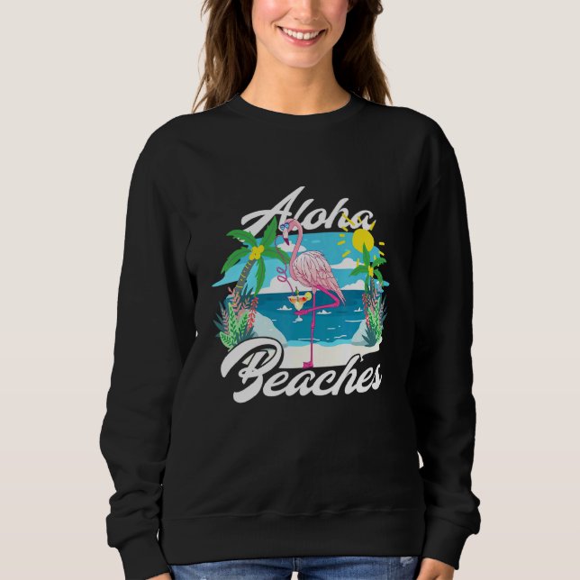 Aloha Beacher Flamingo Cocktails Hawaiian sommar F T Shirt (Framsida)