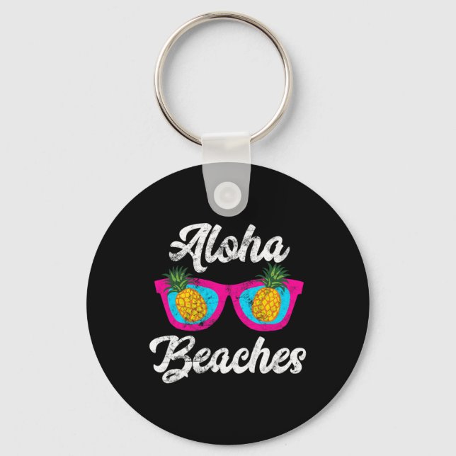 Aloha Beacher Funny Tropical Hawaiian Pineapple Su Nyckelring (Framsida)
