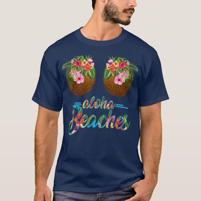 Aloha Beacher Hawaii Funny Coconut Bra Flower T Shirt (Framsida)