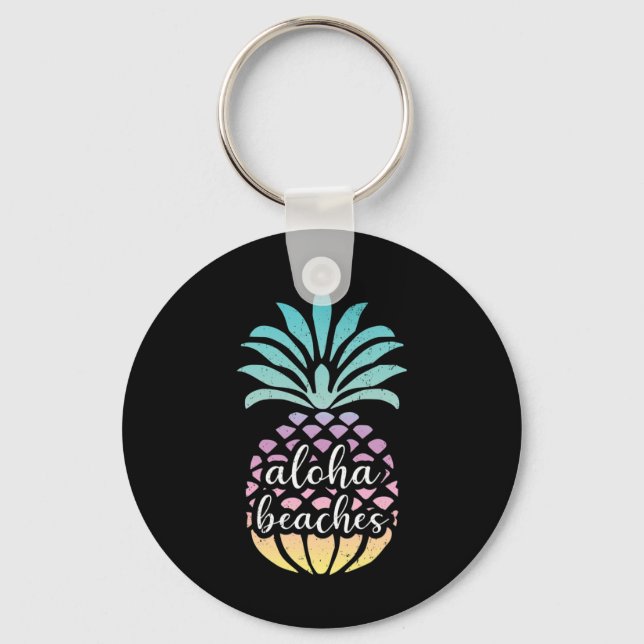 Aloha Beacher Hawaii Hawaii Pineapple Cute Beach Nyckelring (Framsida)