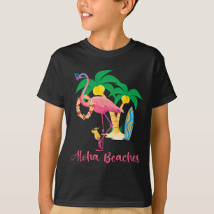 Aloha Beacher Hawaiian Flowers Blommigt Flamingo T Shirt